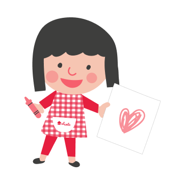dibujo de niña con dibujo de una corazón